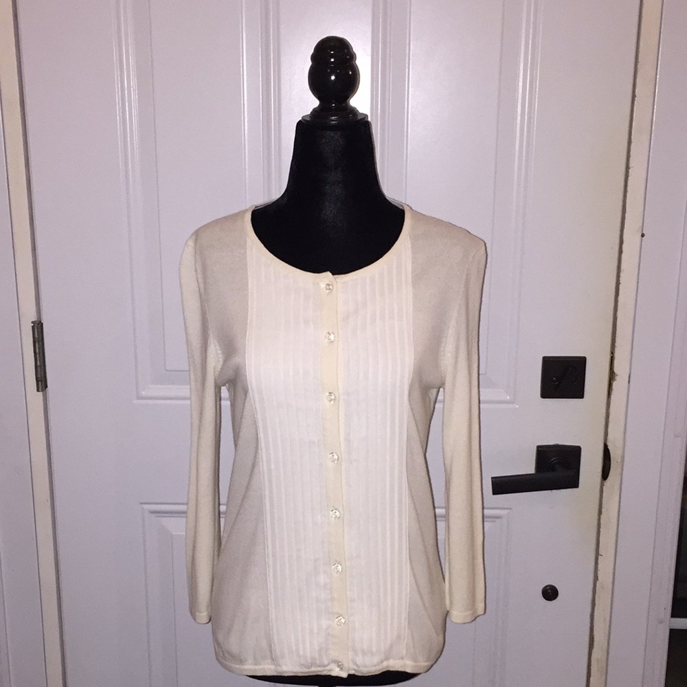 Liz Claiborne New York Ladies Button Front Cardigan Pleated Front Size Small - Picture 9 of 13